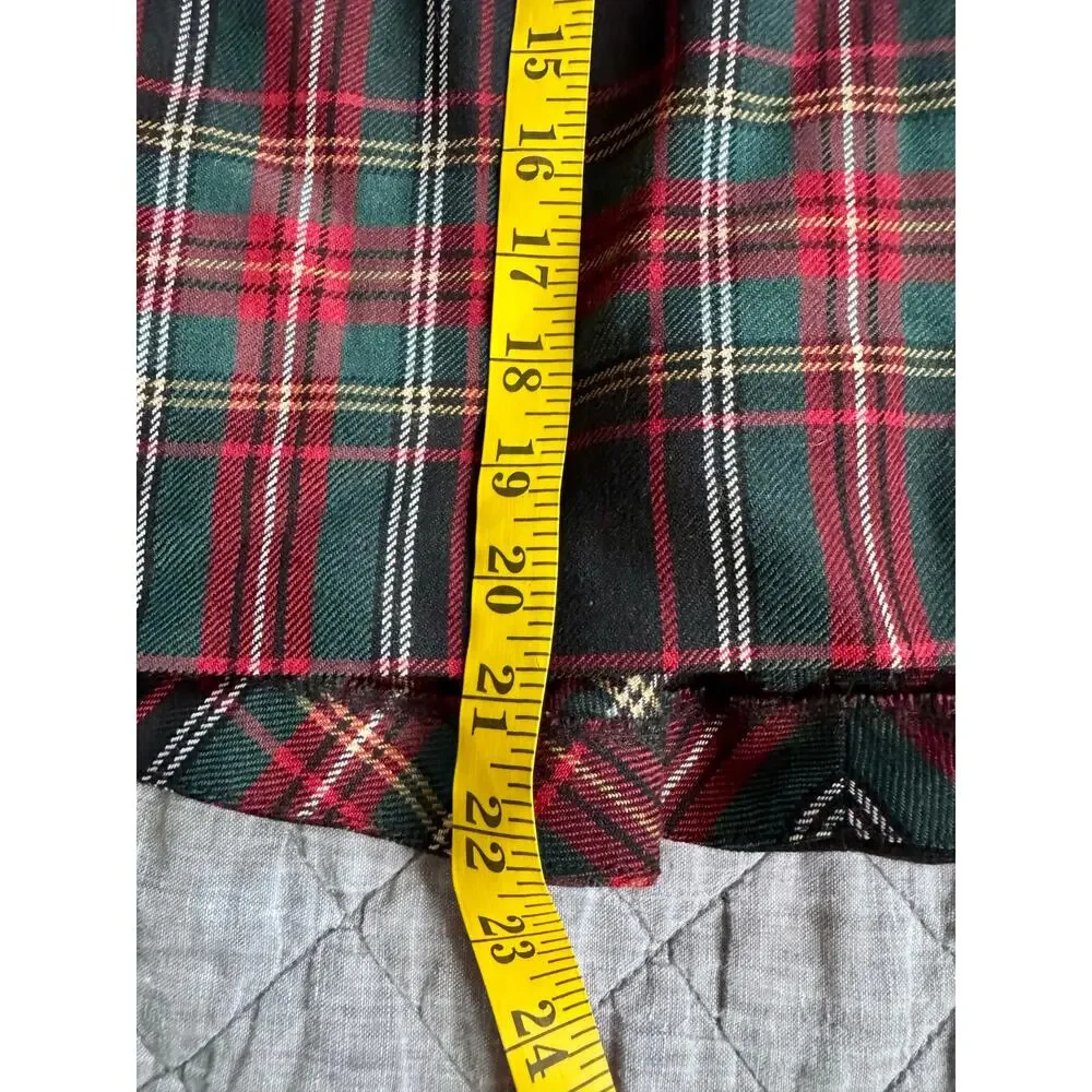 Vintage Y2K 100% Wool J. CREW Tartan Christmas Plaid Mini Skirt Size 0 Preppy